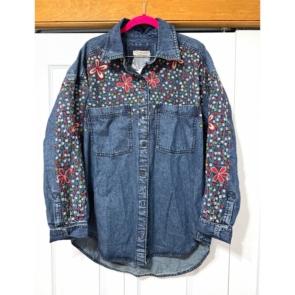 We The Free Free People Embroidered Denim Shirt Jacket – Size Small – NWT